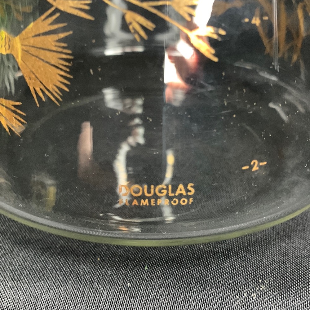 Vintage MCM David Douglas Flameproof coffee/tea carafe with gold wheat & flowers - Picture 7 of 9